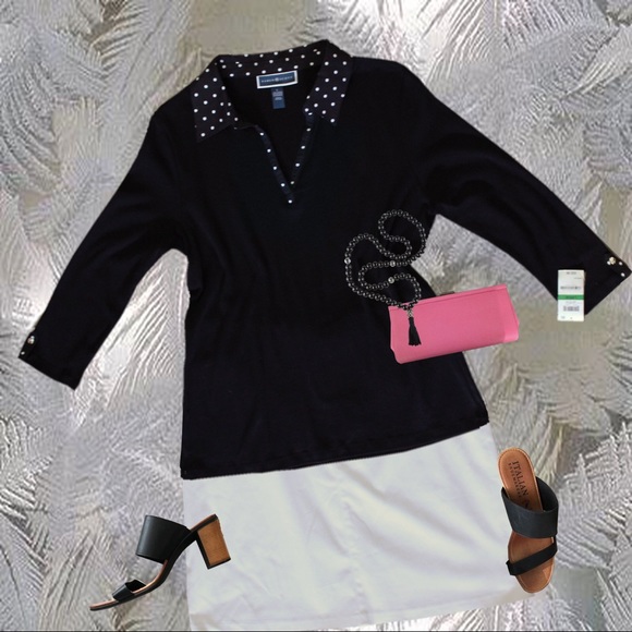 Karen Scott Tops - NWT Karen Scott Black and White Top Size Large